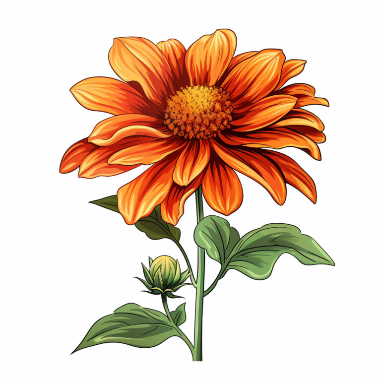 newtrayburn_a_cartoon_illustration_of_a_Mexican_Sunflower