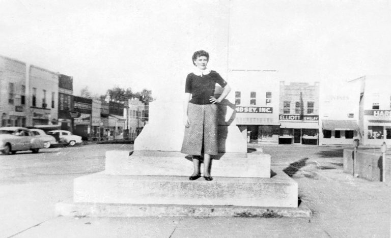 Sally Hollowell Sledge, on The Square in 1953.