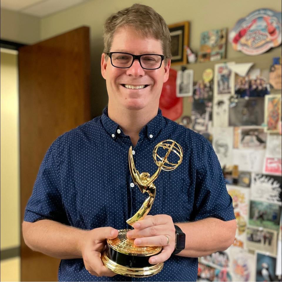 Marshall Ramsey shows off his Emmy Award. Submitted photo